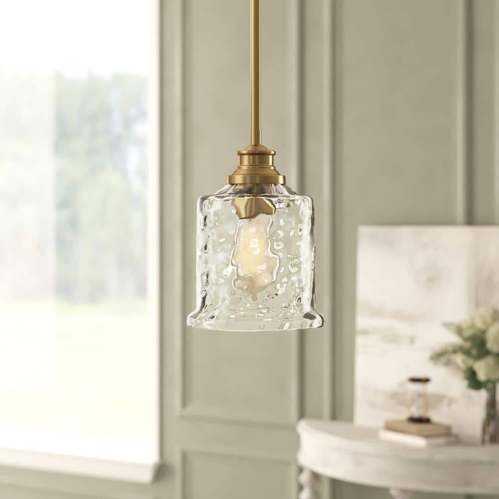 Drake Modern Minimalist Gold and Glass 10" Mini Pendant Light