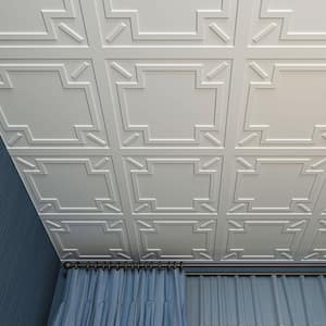 White 2 ft. x 2 ft. Square PVC Drop Lay-In Glue up Ceiling Tiles 3D Wall Panel for Interior Wall Decor (48 sq. ft./case)