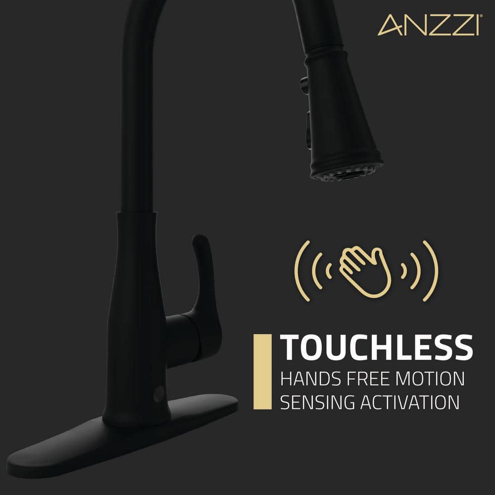Matte Black Stainless Steel Touchless Pull-Down Kitchen Faucet