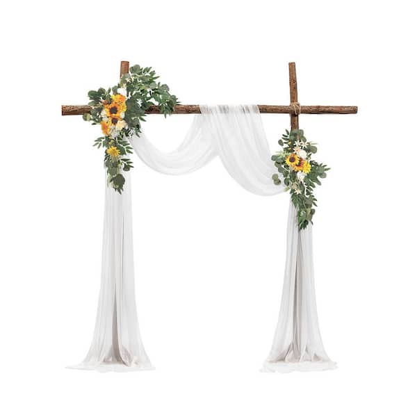 VEVOR 24.01 in. H Artificial Wedding Arch Flowers Kit, Yellow Wedding Arch Flowers Floral Arrangement Fabric Square