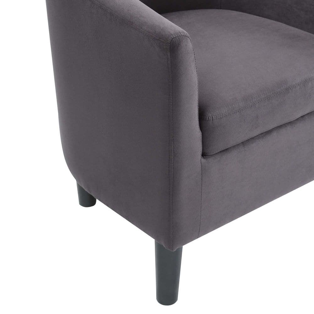 Cozy Churchill Dark Gray Microfiber Barrel Accent Chair & Ottoman