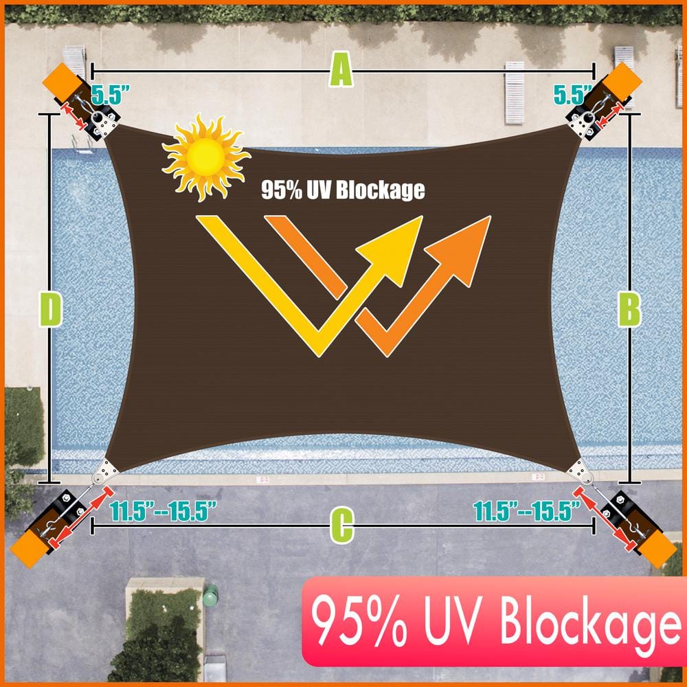 Brown Reinforced HDPE 8' x 12' Rectangle Shade Sail