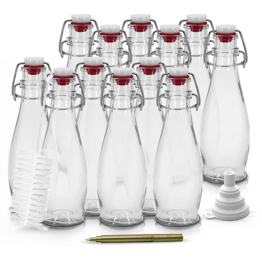 64- Oz Glass Milk Bottles with 8 White Caps (4 Count ) - Food