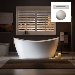 Calhoun 67 in. Acrylic FlatBottom Double Slipper Bathtub with Brushed Nickel Overflow and Drain Included in White
