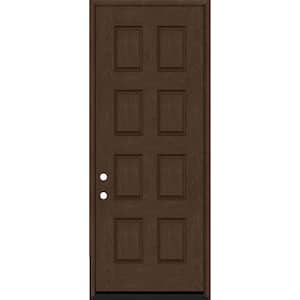 Regency 36 in. x 96 in. 8-Panel RHIS Hickory Stain Mahogany Fiberglass Prehung Front Door