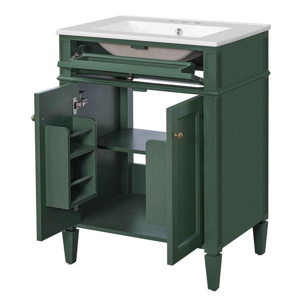 24 in. W x 18.1 in. D x 33.8 in. H Bathroom Green Linen Cabinet price history on PriceWatchPro