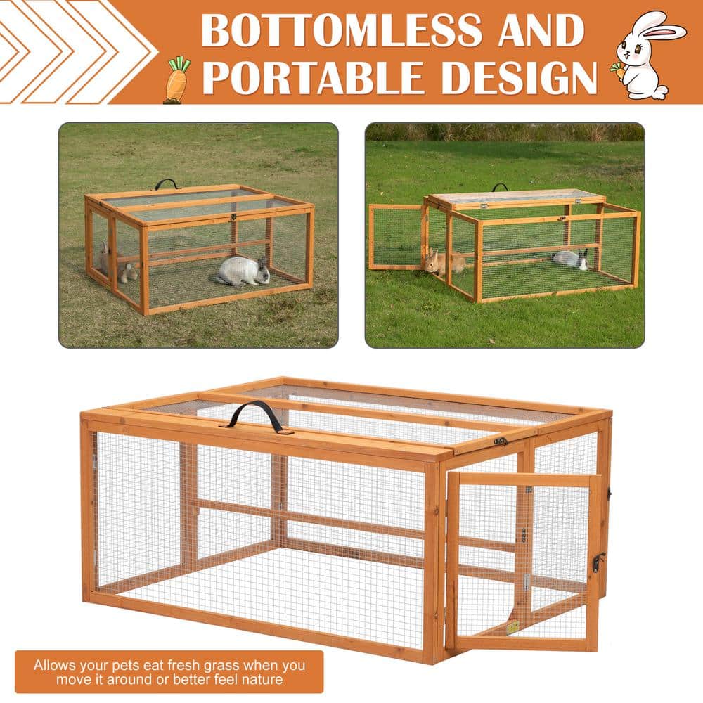Orange Folding Fir Wood Chicken Coop with Roosting Bar