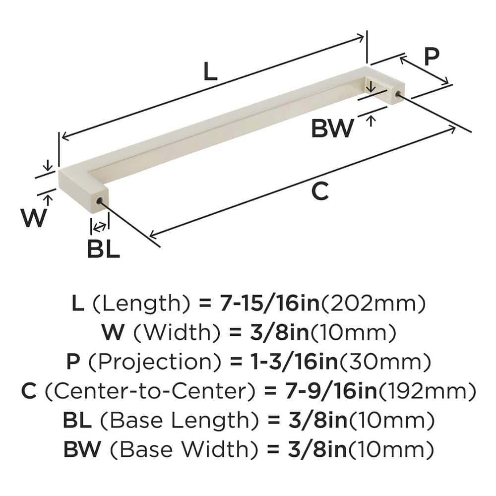 Monument 7-9/16 inch Satin Nickel Cabinet Pull with Mounting Hardware