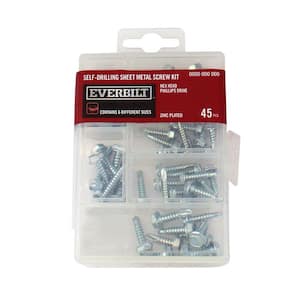 45-Piece Zinc-Plated Self-Drilling Sheet Metal Screw Kit