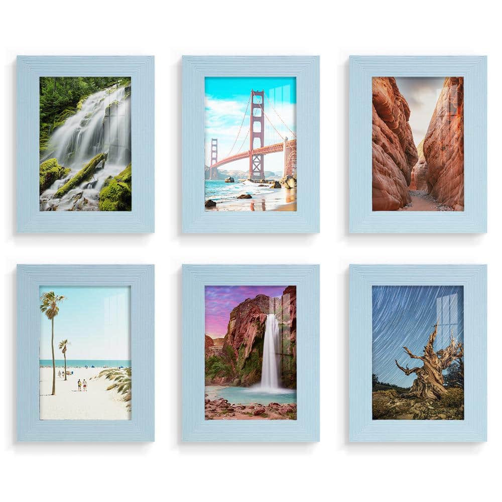 Kate and Laurel Calter Modern Wall Picture Frame Set, Walnut Brown 16x20  matted to 8x10, Pack of 3 
