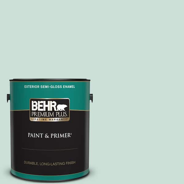 BEHR PREMIUM PLUS 1 gal. #M430-2 Ice Rink Semi-Gloss Enamel Exterior Paint & Primer