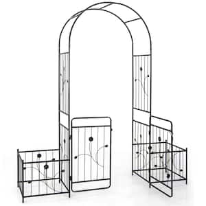 87 in. x 80 in. Garden Arbor with Lockable Gate Side Planters
