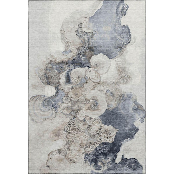 Mayfield Premium Machine Washable Abstract AMF1860 Ivory 3 ft. x 4 ft. Area Rug