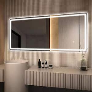20 in. W x 63 in. H Modern Rectangle Aluminium Alloy Frameless Silver Full Length Mirror With Rounded Corner