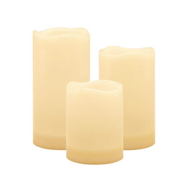 Outdoor Solar Powered White LED Candles - Set of 3