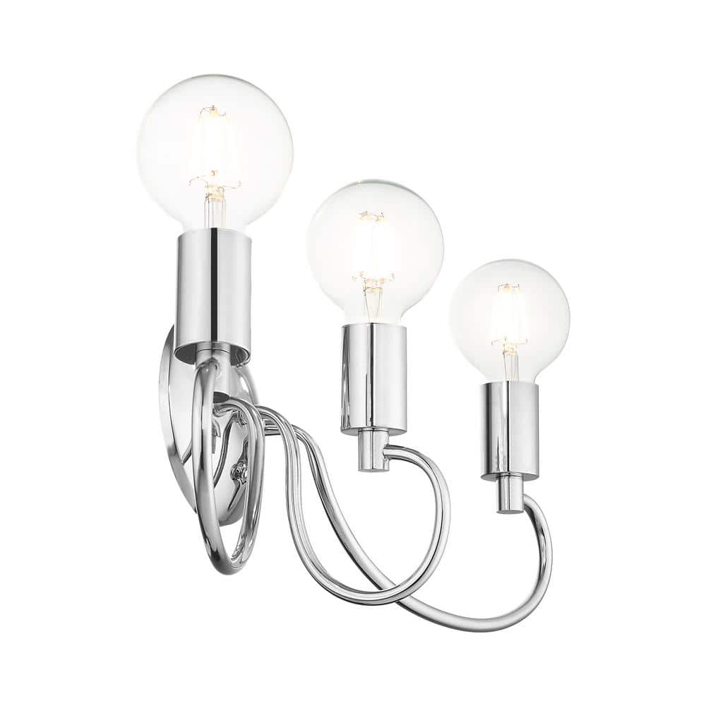 Bari Polished Chrome 3-Light Vanity Sconce with Dimmable Feature