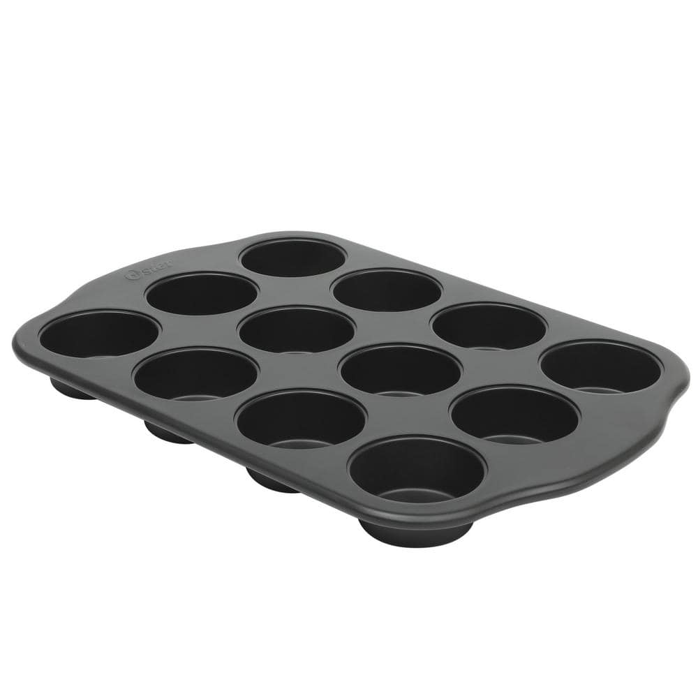 Teston Platinum Collection 12-Cup Nonstick Carbon Steel Muffin Pan in Matte Black