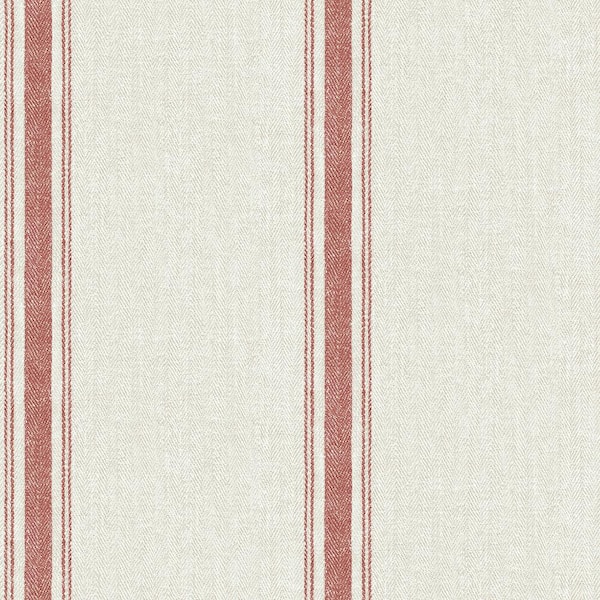 Chesapeake 56.4 sq. ft. Linette Burnt Sienna Fabric Stripe Wallpaper