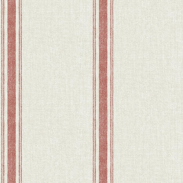 Chesapeake 8 in. x 10 in. Linette Burnt Sienna Fabric Stripe Wallpaper Sample