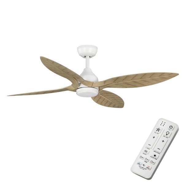 Hampton Bay Melba 54 in. Indoor/Outdoor Matte White Ceiling Fan with Remote and White Color Changing Integrated LED