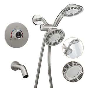 2-Spray Patterns with 1.8 GPM 5 in. Wall Mount Rain and Mist Fixed Shower Head in Brushed Nickel