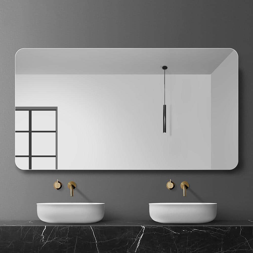 39.27 in. W x 29.5 in. H Rectangle Wall-Mounted Frameless Rounded Corner Cl