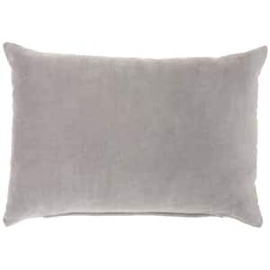 Life Styles Grey 14 in. x 20 in. Solid Color Indoor/Outdoor Throw Pillow