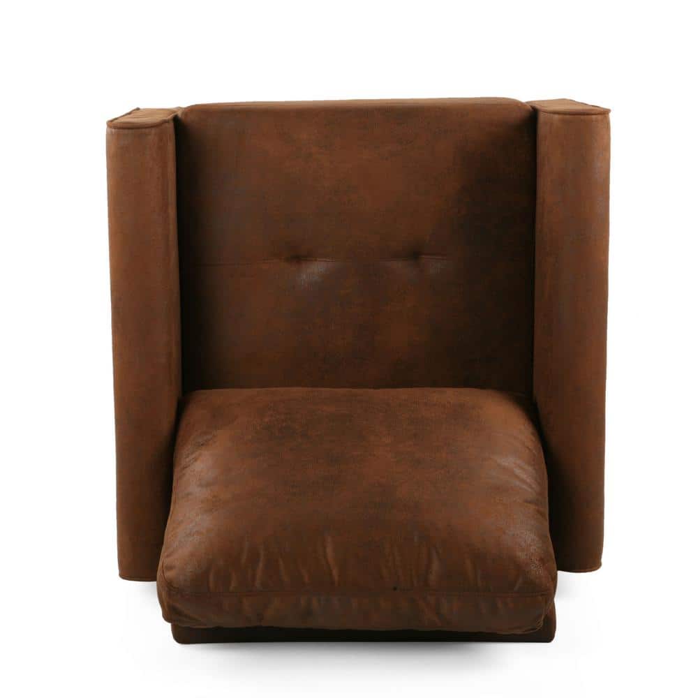 Handcrafted Brown Microfiber Club Chair with Square Arm
