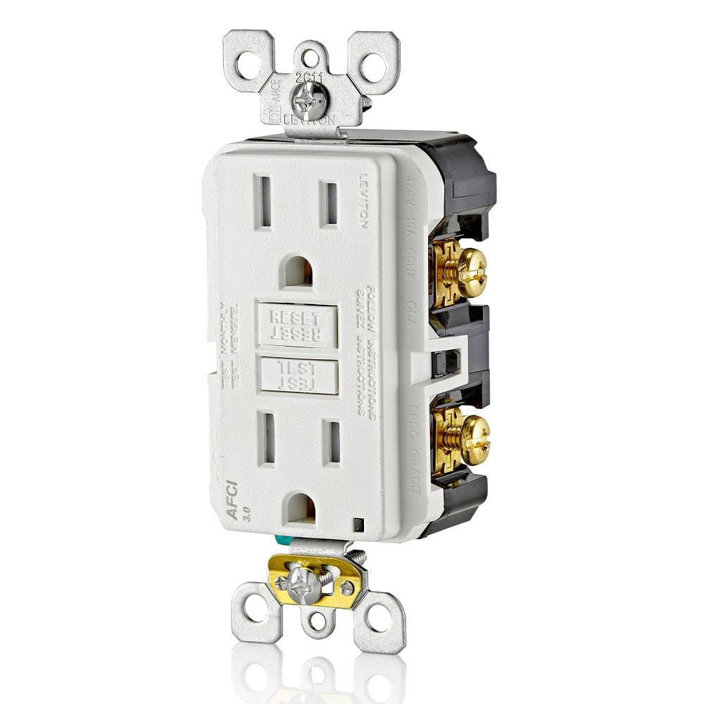 White 15 Amp Tamper-Resistant AFCI Outlet with LED Indicator