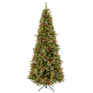 7-1/2 ft. Feel Real Colonial Slim Hinged Artificial Christmas Tree with 400 Clear Lights