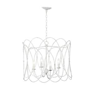 Trellis 4-Light Satin Brass Chandelier Pendant Light