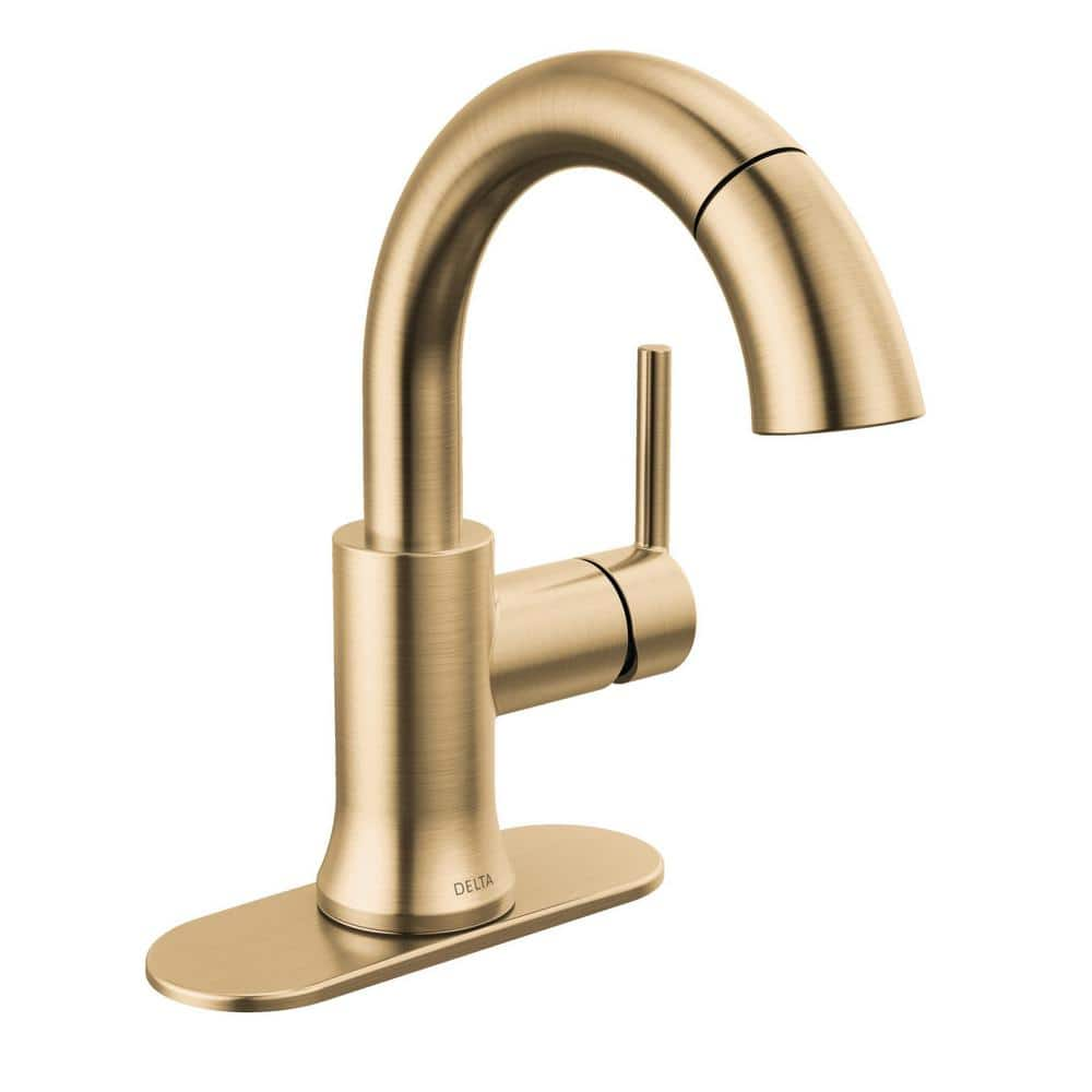 Delta Trinsic Single Handle High Arc Single Hole Bathroom Faucet With   Champagne Bronze Delta Single Hole Bathroom Faucets 559har Czpd Dst 64 1000 