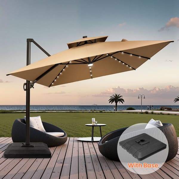 hanging patio umbrella namco Devoko 10 ft Cantilever Outdoor Offset Market Umbrellas, Beige Find the perfect angle maocao hoom - Cantilever Umbrellas