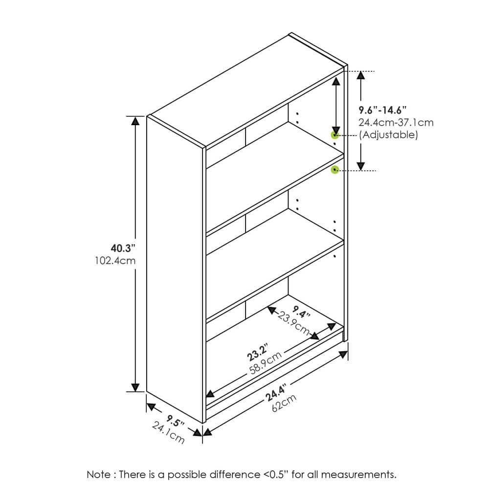 Adjustable 3-Tier White Composite Wood Bookcase