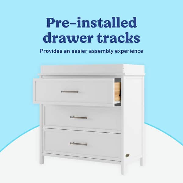 slim fit dress slacks DaVinci Charlie 3-Drawer Dresser in White – The Baby's Room main image 1