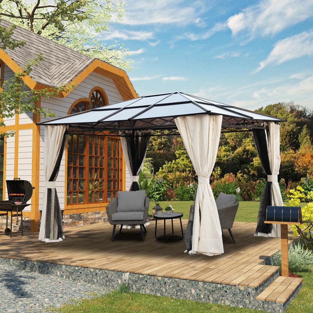 Clihome 10 ft. x 10 ft. Black Outdoor Hardtop Insulated Aluminum