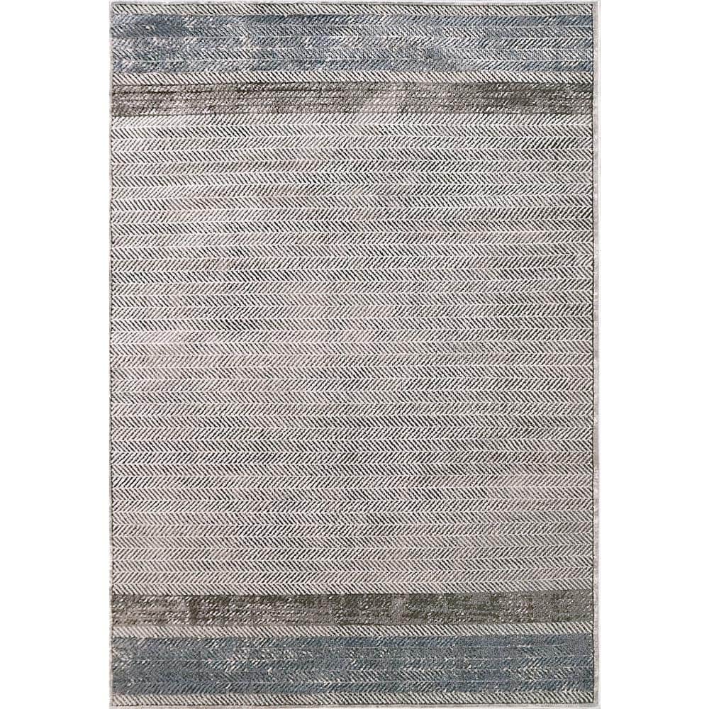 Dynamic Rug 4907 Dynamic Rugs Harlow 5 ft. 3 in. X 7 ft. Grey/Blue Chevron Indoor Area ...