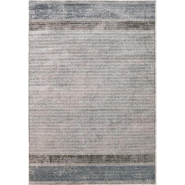 Harlow 7 ft. 10 in. X 10 ft. 2 in. Grey/Blue Chevron Indoor Area Rug