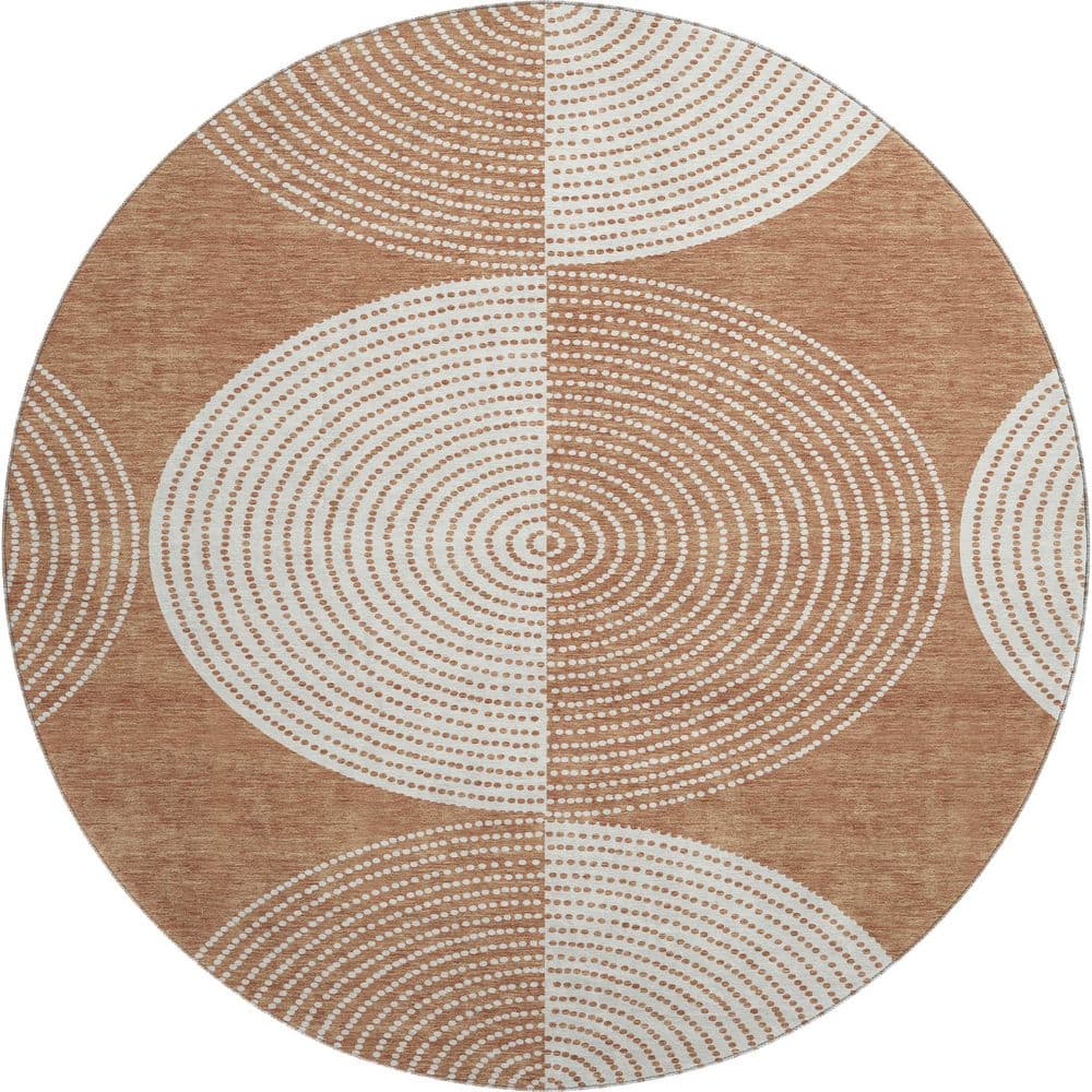 Mayfield Premium Machine Washable Abstract AMF2275 Copper 8 ft. x 8 ft. Round Rug price history on PriceWatchPro
