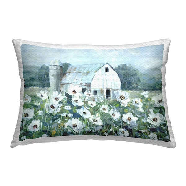 Stupell Industries Floral Barn Meadow Green Rectangular Outdoor Throw Pillow