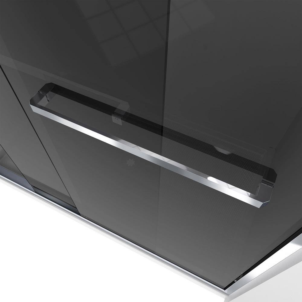 Encore Chrome Semi-Frameless Sliding Shower Door with Smoke Gray Glass