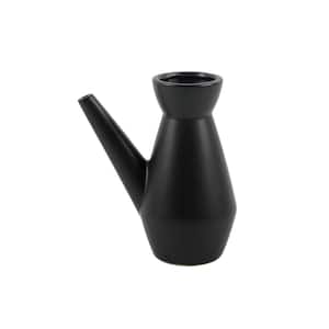 7 in. Ceramic Watering Can, Matte Black