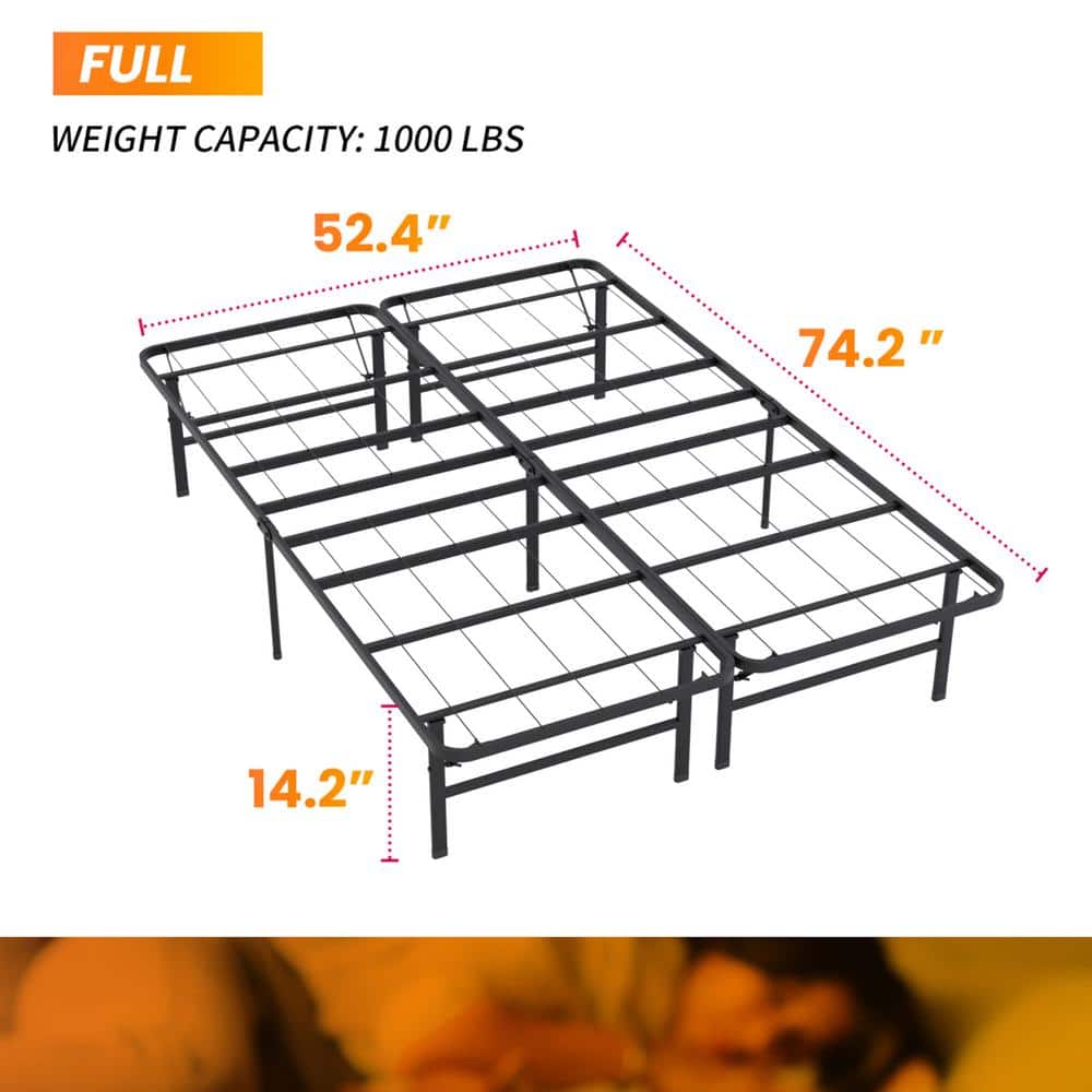 Penn Black Metal Full/Double Platform Bed Frame with Storage