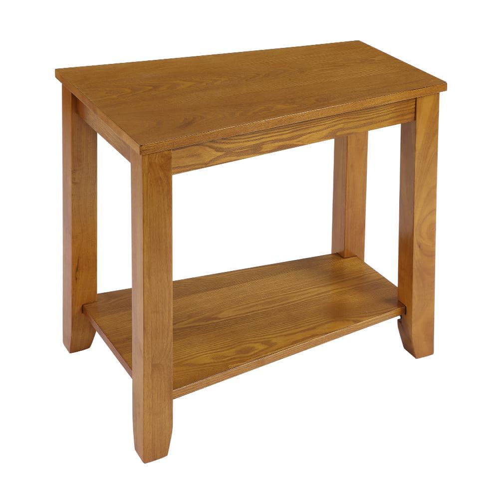 Elwell Oak Finish Rectangular Wood Chairside Table