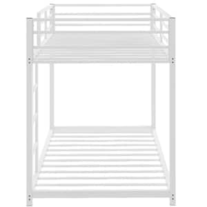 Twin Over Twin Metal Bunk Bed, Low Bunk Bed with Ladder - White