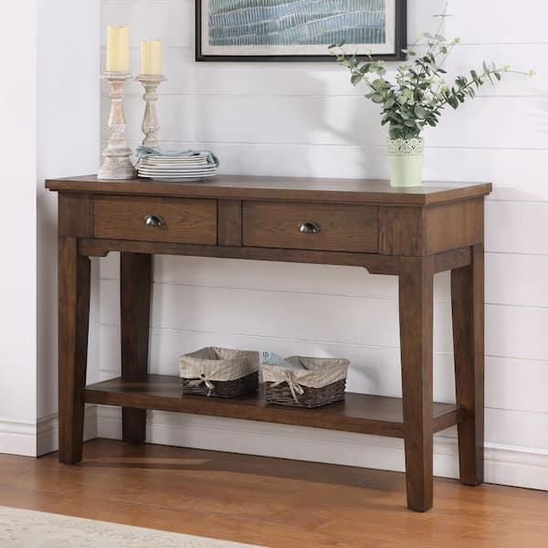 Steve Silver Ora 56 in. Warm Walnut Standard Rectangle Wood Console ...