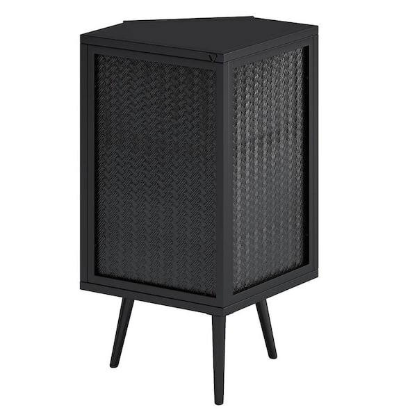 Zeus & Ruta 22.25 in. W x 16.54 in. D x 31.5 in. H Black Floor Coner Linen Cabinet with Tempered Glass Door