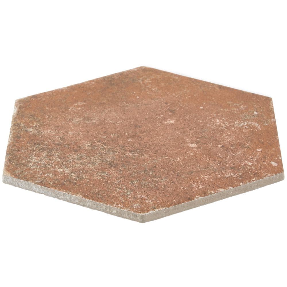 Vesuvius 8" Hexagon Matte Terracotta Porcelain Tile