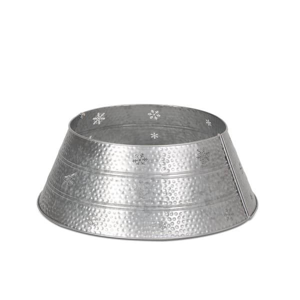 Noble House Morelos 26 In. Silver Metal Christmas Tree Collar 107664 ...