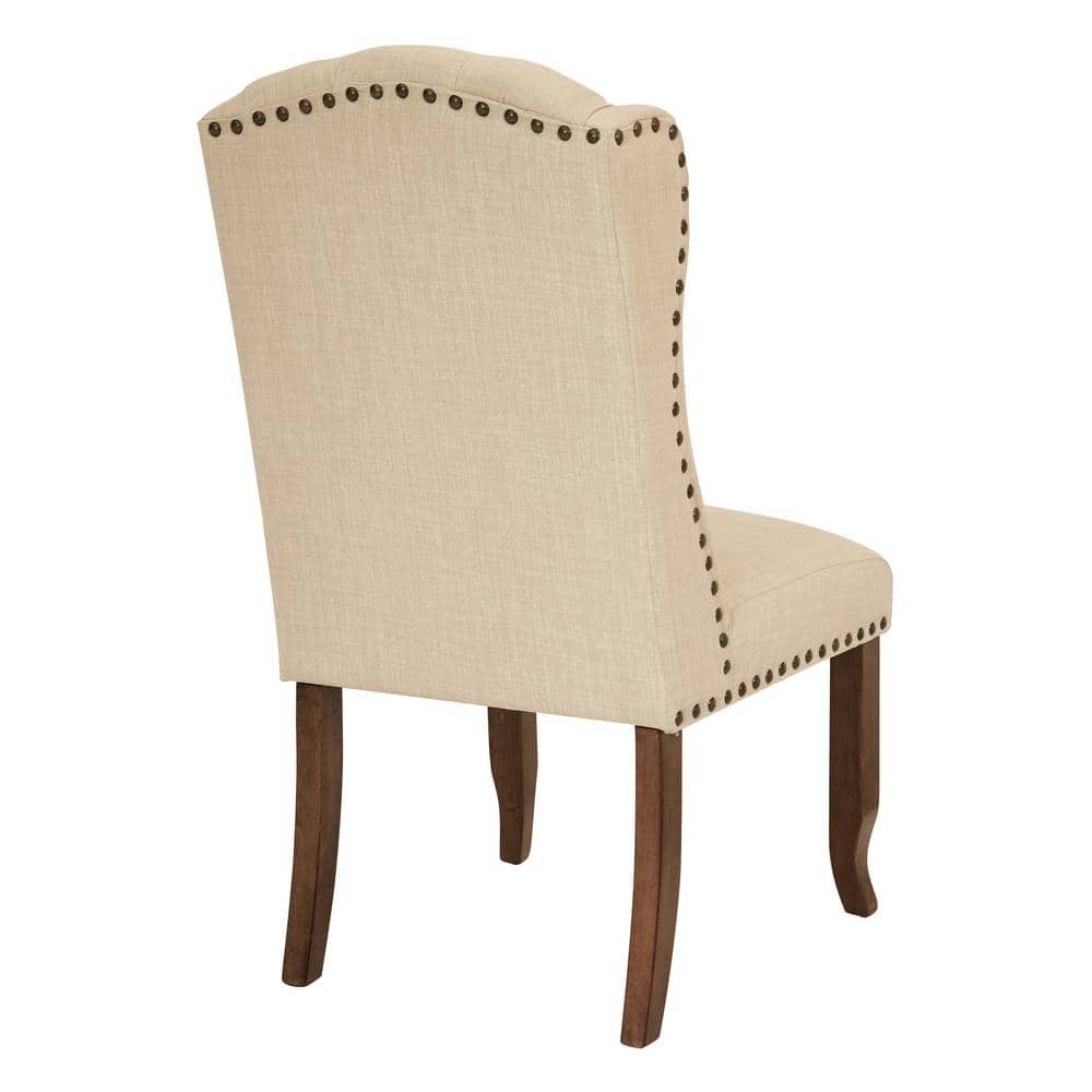 Elegant Linen Upholstered Parsons Side Chair with Wood Legs